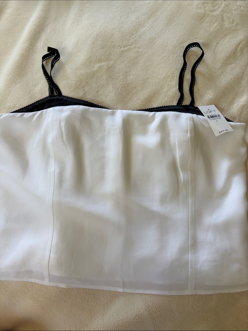 LOFT White Camisole with Black Trimmed Straps